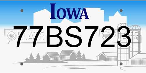 77BS723 Iowa License Plate