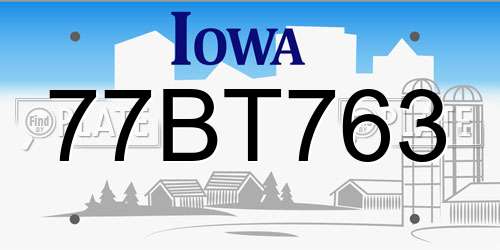 77BT763 Iowa License Plate