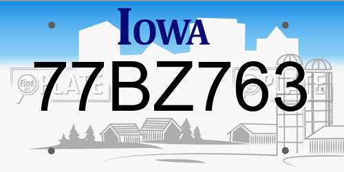 77BZ763 Iowa License Plate