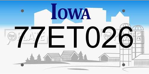 77ET026 Iowa License Plate