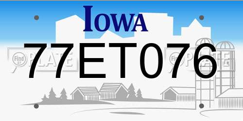 77ET076 Iowa License Plate