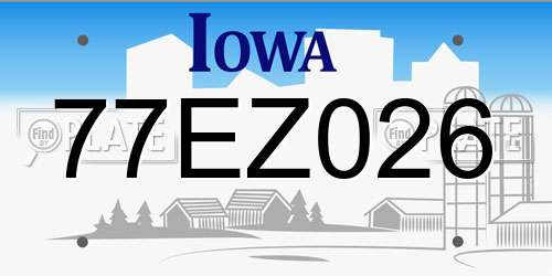 77EZ026 Iowa License Plate