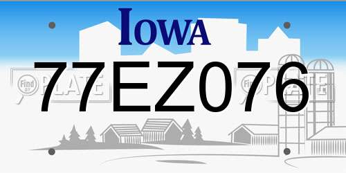 77EZ076 Iowa License Plate