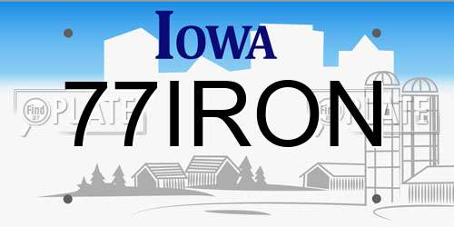 77IRON Iowa License Plate