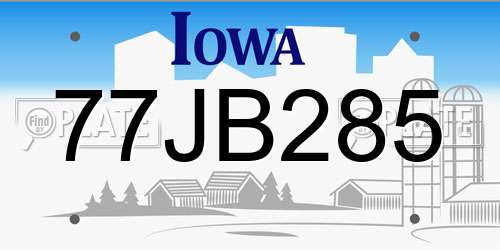 77JB285 Iowa License Plate