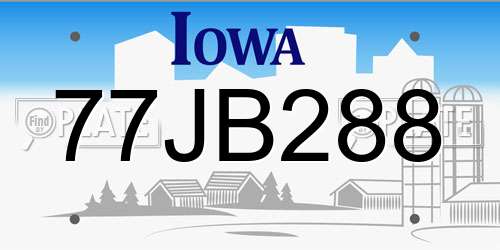 77JB288 Iowa License Plate