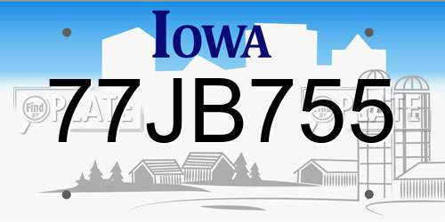 77JB755 Iowa License Plate