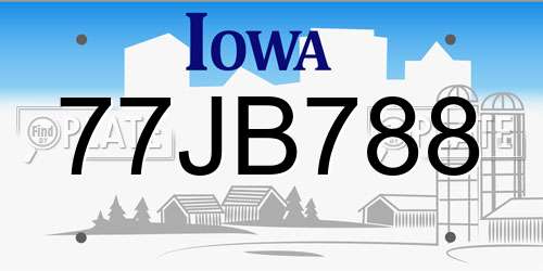 77JB788 Iowa License Plate