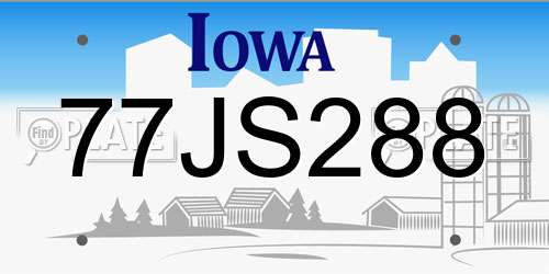 77JS288 Iowa License Plate