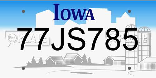 77JS785 Iowa License Plate