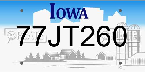 77JT260 Iowa License Plate