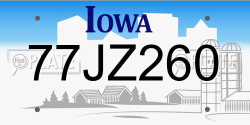 77JZ260 Iowa License Plate