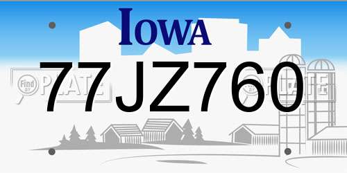 77JZ760 Iowa License Plate