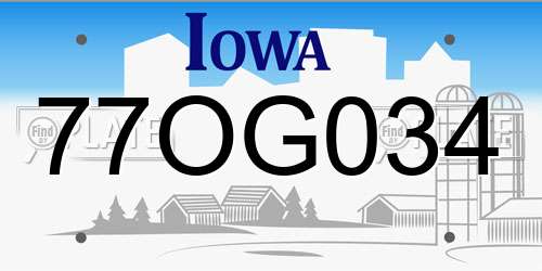 77OG034 Iowa License Plate