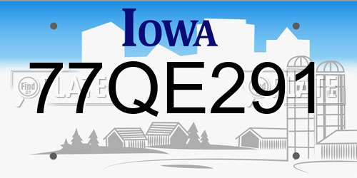 77QE291 Iowa License Plate