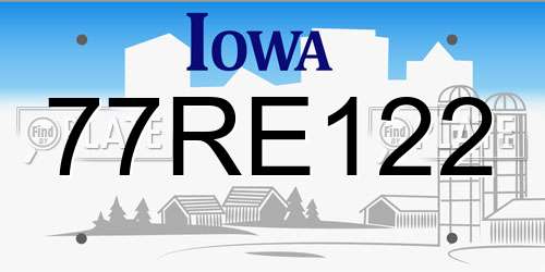 77RE122 Iowa License Plate