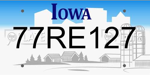 77RE127 Iowa License Plate