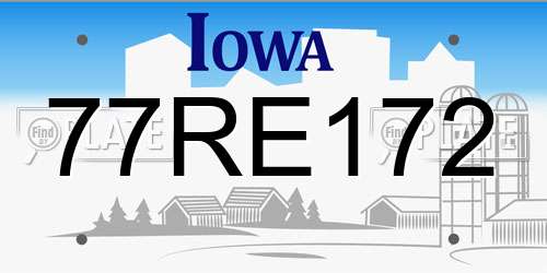 77RE172 Iowa License Plate