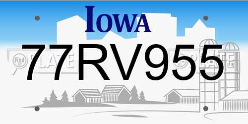 77RV955 Iowa License Plate