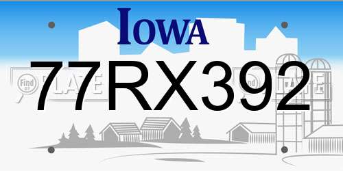 77RX392 Iowa License Plate
