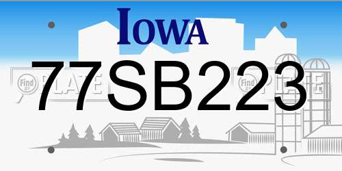 77SB223 Iowa License Plate