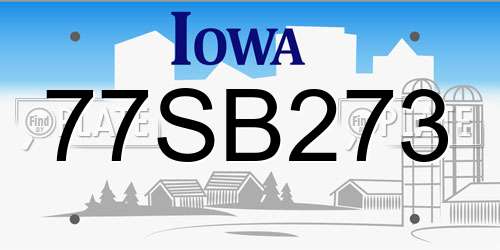 77SB273 Iowa License Plate
