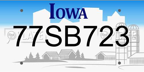 77SB723 Iowa License Plate
