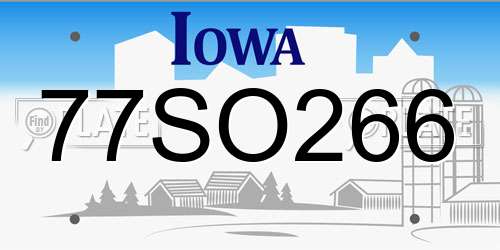 77SO266 Iowa License Plate