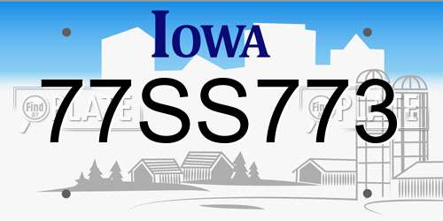 77SS773 Iowa License Plate