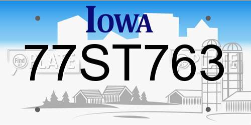 77ST763 Iowa License Plate