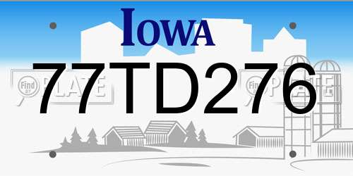 77TD276 Iowa License Plate