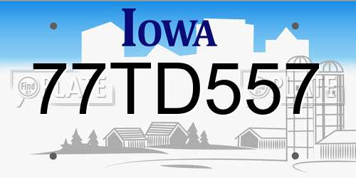 77TD557 Iowa License Plate