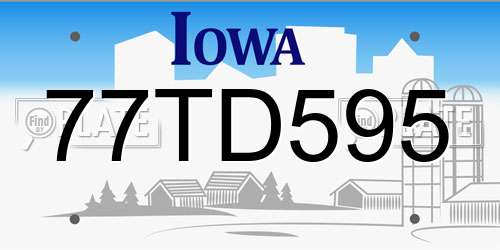 77TD595 Iowa License Plate