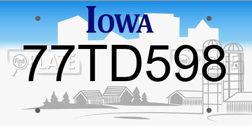 77TD598 Iowa License Plate