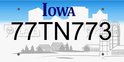 77TN773 Iowa License Plate