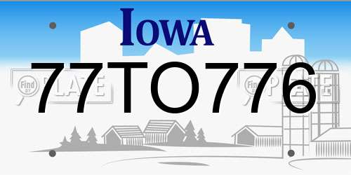 77TO776 Iowa License Plate