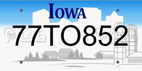 77TO852 Iowa License Plate