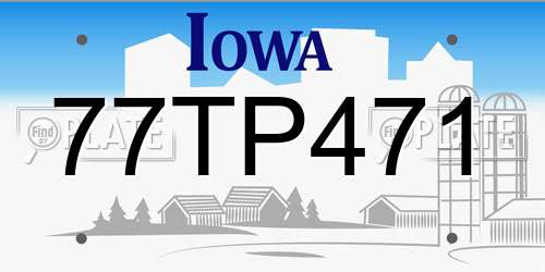 77TP471 Iowa License Plate