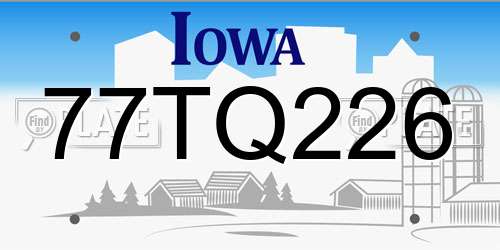 77TQ226 Iowa License Plate