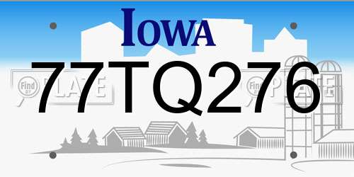 77TQ276 Iowa License Plate
