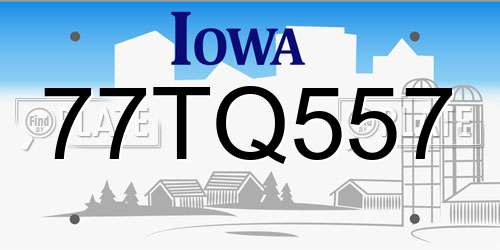 77TQ557 Iowa License Plate