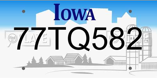 77TQ582 Iowa License Plate