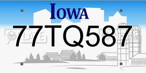 77TQ587 Iowa License Plate