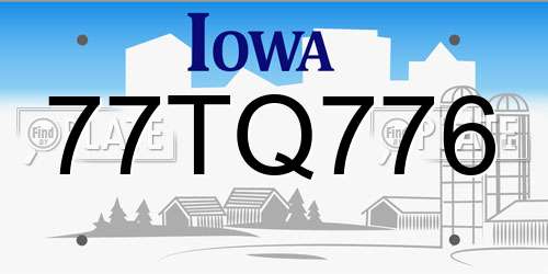 77TQ776 Iowa License Plate