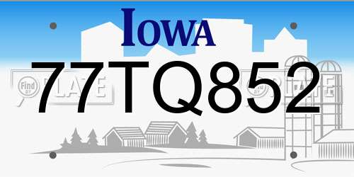 77TQ852 Iowa License Plate
