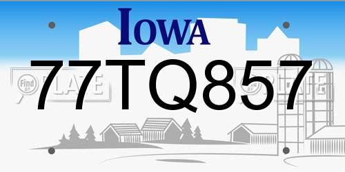 77TQ857 Iowa License Plate