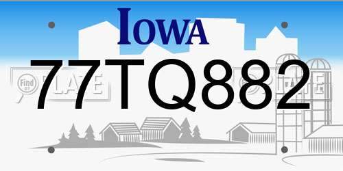 77TQ882 Iowa License Plate