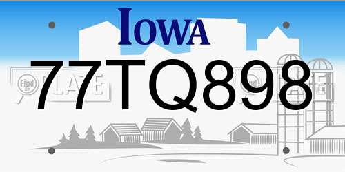 77TQ898 Iowa License Plate