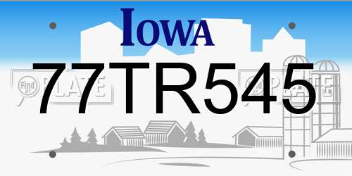 77TR545 Iowa License Plate