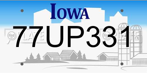 77UP331 Iowa License Plate
